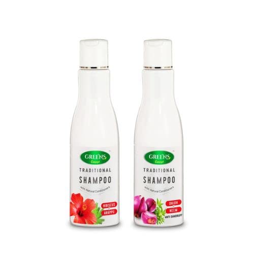 Green's Concept Traditional Hibiscus & Arappu Shampoo (200ml) + Onion & Neem Shampoo (200ml) Set - Natural Hair Care for Smooth & Strong Hair - Perfect for Daily Use & Hair Growth Treatment