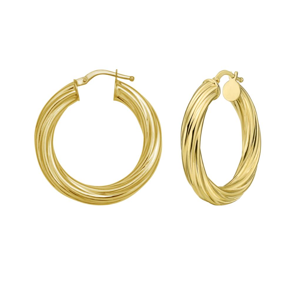 14K Gold Full Twist Medium Hoop Earrings for Women - Elegant Everyday & Party Jewelry