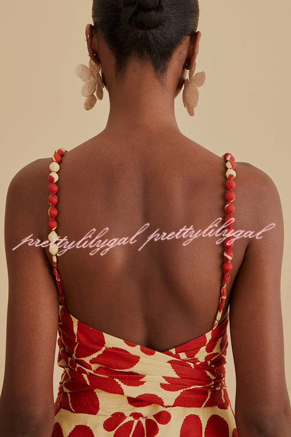 Vivid Dreams Unique Ethnic Print Slip Midi Dress - Boho Floral Summer Dress for Women, Beach Vacation & Date Night Outfit