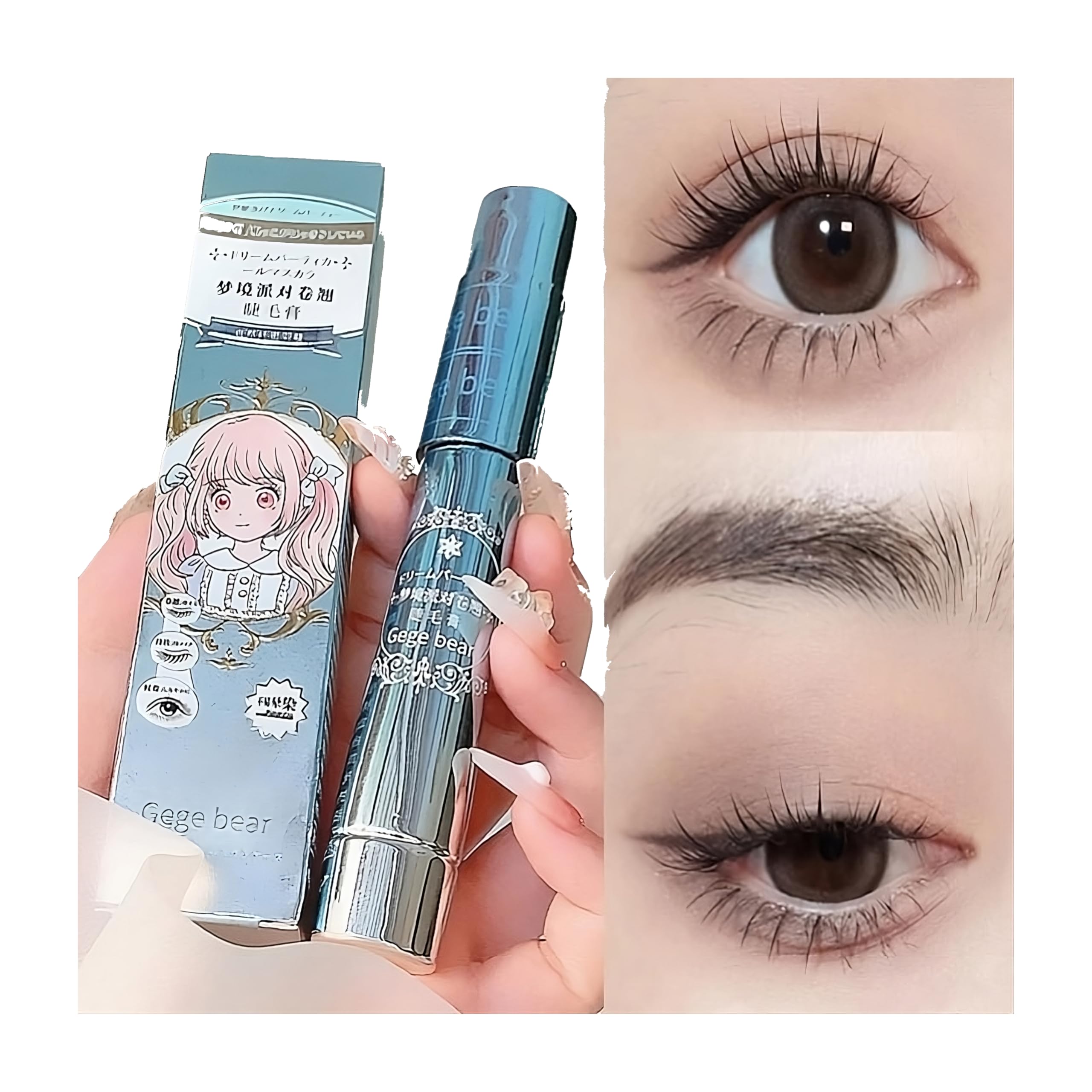Gege Bear Fiber Curly Mascara - Waterproof & Smudge-Proof Volumizing Mascara for Long-Lasting Curls & Definition | Perfect for Everyday Makeup, Date Night & Special Occasions (Black, 1 Pack)