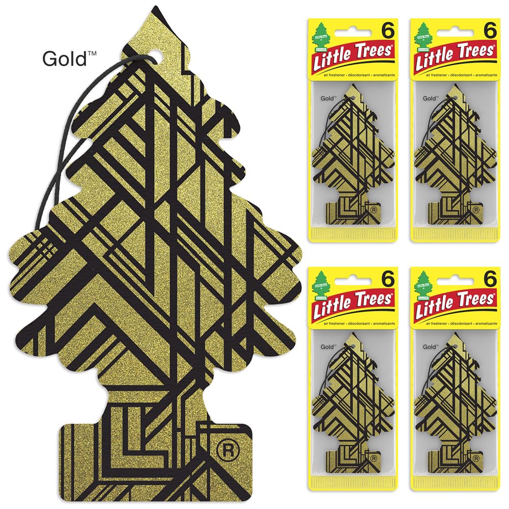 LITTLE TREES Car Air Fresheners - 24 Pack Hanging Tree Fresheners with Long Lasting Scent for Auto, Home & Office | Gold Color | Eliminates Odors in Vehicles, Closets & Small Spaces