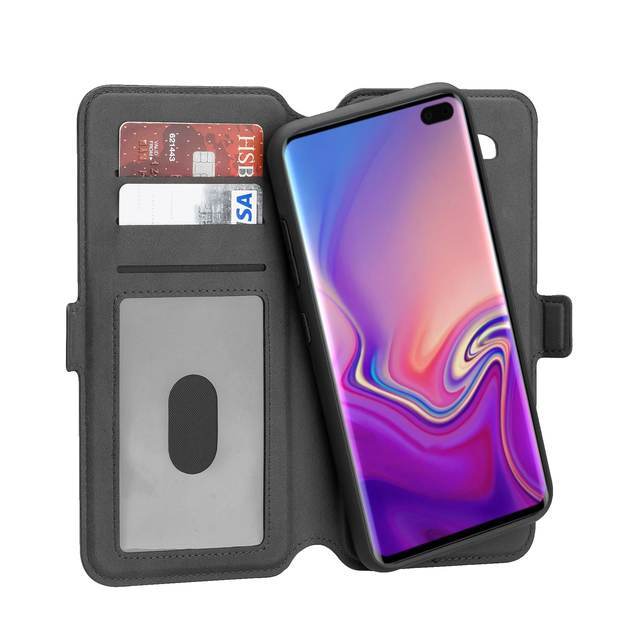 3sixT NeoWallet for Samsung Galaxy S10+ - Slim RFID Blocking Leather Wallet Case with Card Slots (Black) | Perfect for Everyday Use, Travel & Contactless Payment Protection