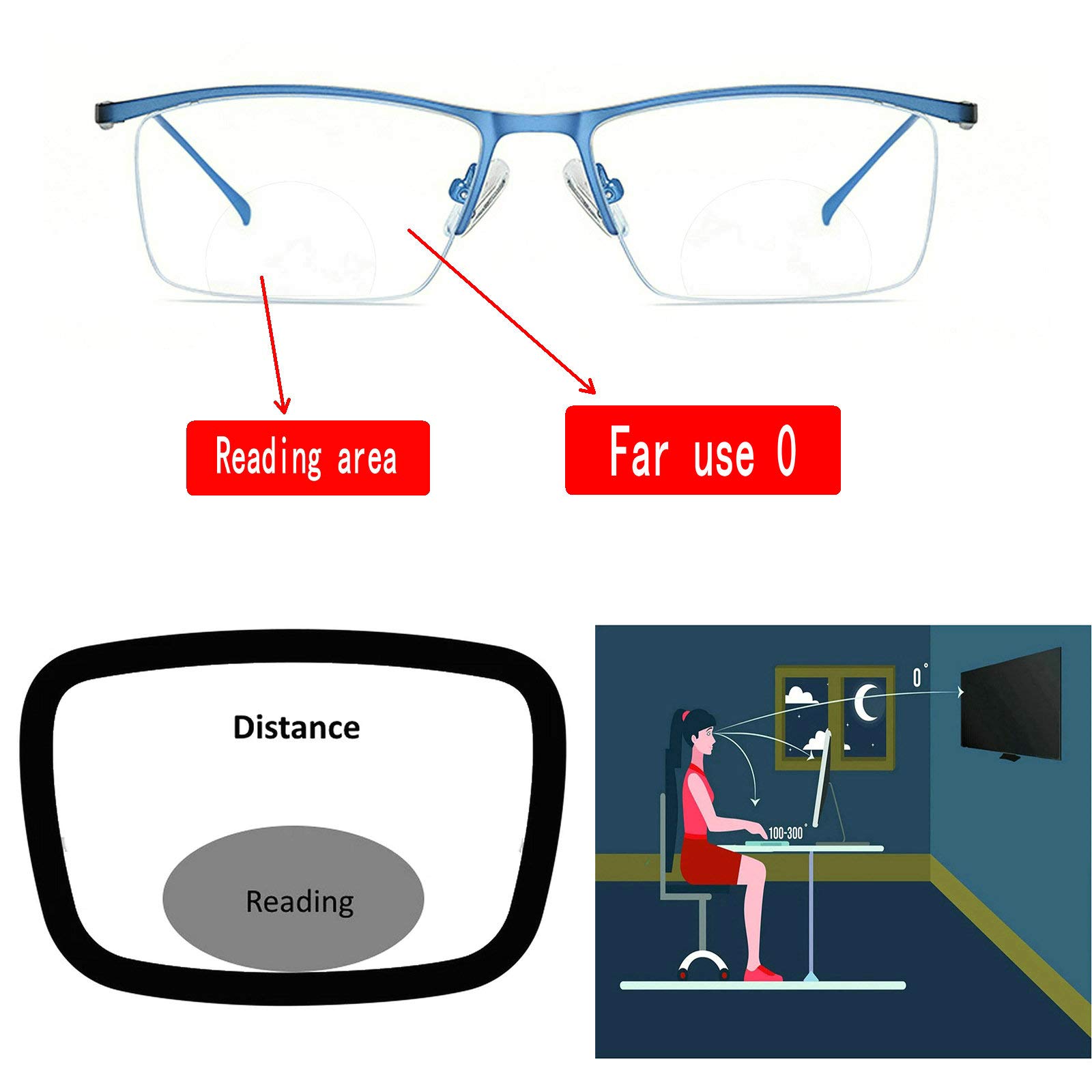 Blue Light Blocking Bifocal Reading Glasses for Men & Women - Anti Glare Computer Gaming Glasses with Magnification - Perfect for Office Work, Screen Time & Night Reading
