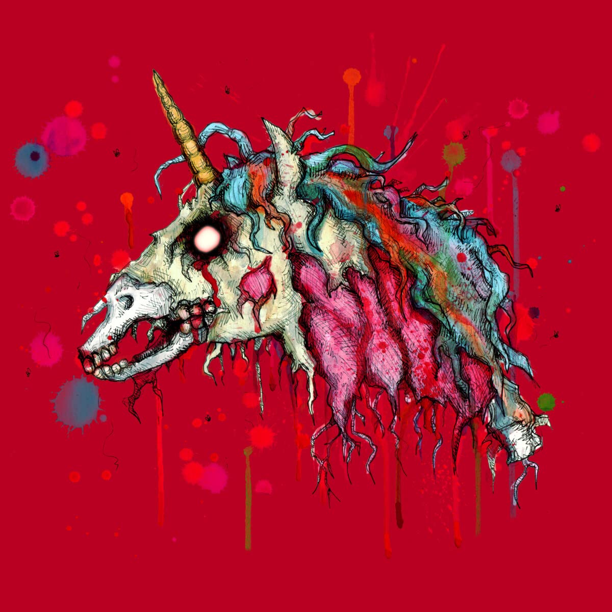 LVBArt Zombie Unicorn Graphic T-Shirt for Men | Cool Horror Fantasy Design | Perfect for Halloween, Cosplay & Casual Wear