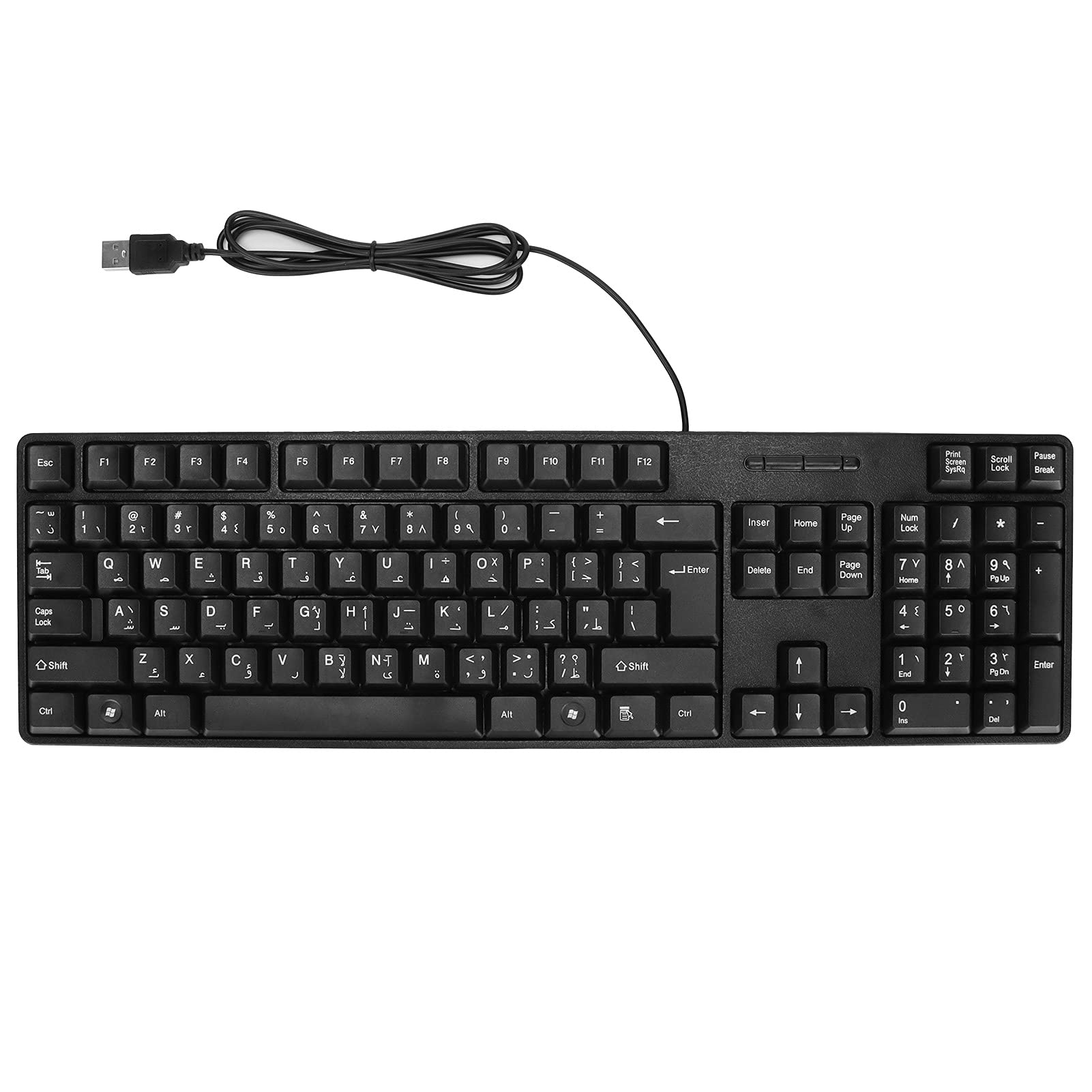 MC-689 USB Wired Computer Keyboard - Arabic/English Bilingual Ergonomic Mechanical Keyboard for Office, Home & Business Use | Compatible with PC & Laptops | Perfect for Typing, Gaming & Productivity Tasks