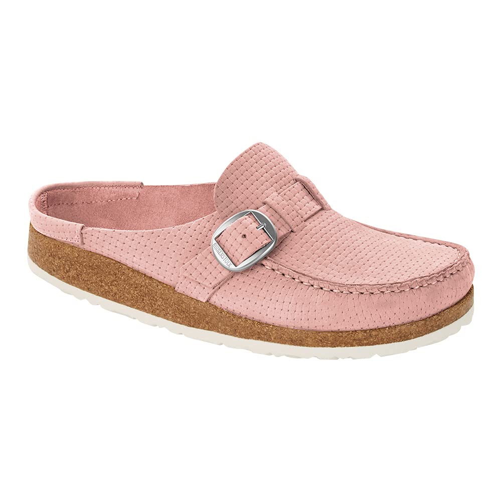 Birkenstock Women's Buckley Nubuck Leather Sandals - Soft Pink Size 41 (US 10) | Comfortable Arch Support for Walking, Travel & Everyday Wear