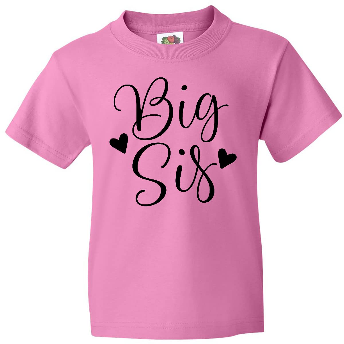 Inktastic Big Sis Girls Cute Sister Announcement Youth T-Shirt - Comfortable & Fun Sibling Gift for Birthdays, Family Reunions & Matching Outfits