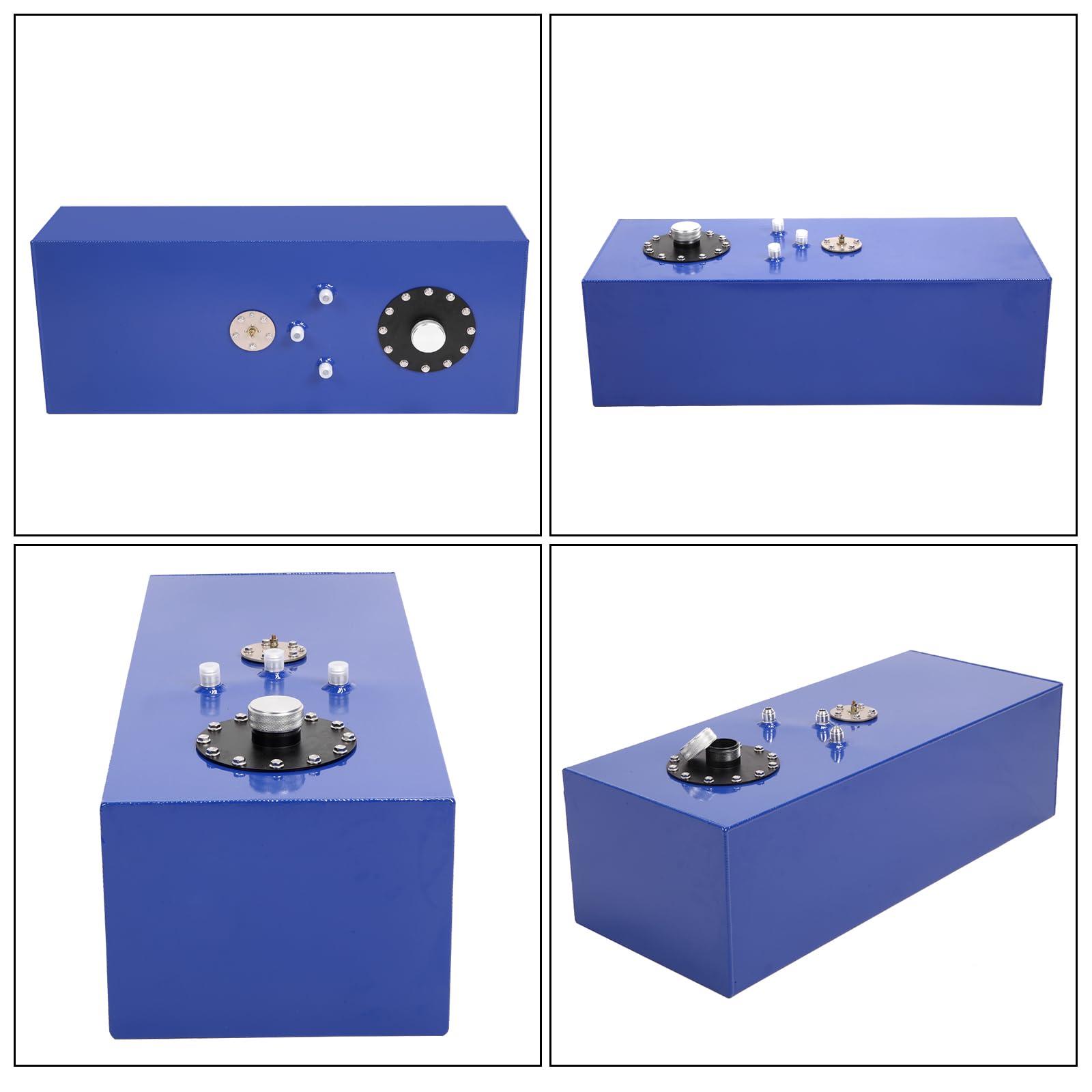 Autoforever 15 Gallon Aluminum Fuel Cell with Top-Feed Design - Polished Finish, Oil Level Sender, Blue - Ideal for Race Cars & Drift Vehicles