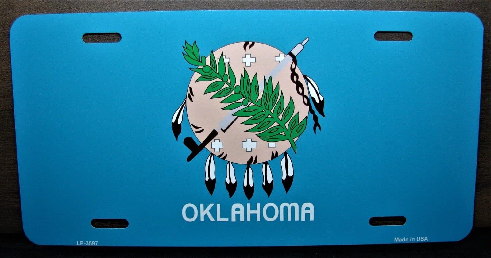 Oklahoma State Flag Metal License Plate - Durable Car Tag for Auto, Man Cave, Garage & Workshop Decor - Perfect for Tailgating, College Pride & Home Decoration