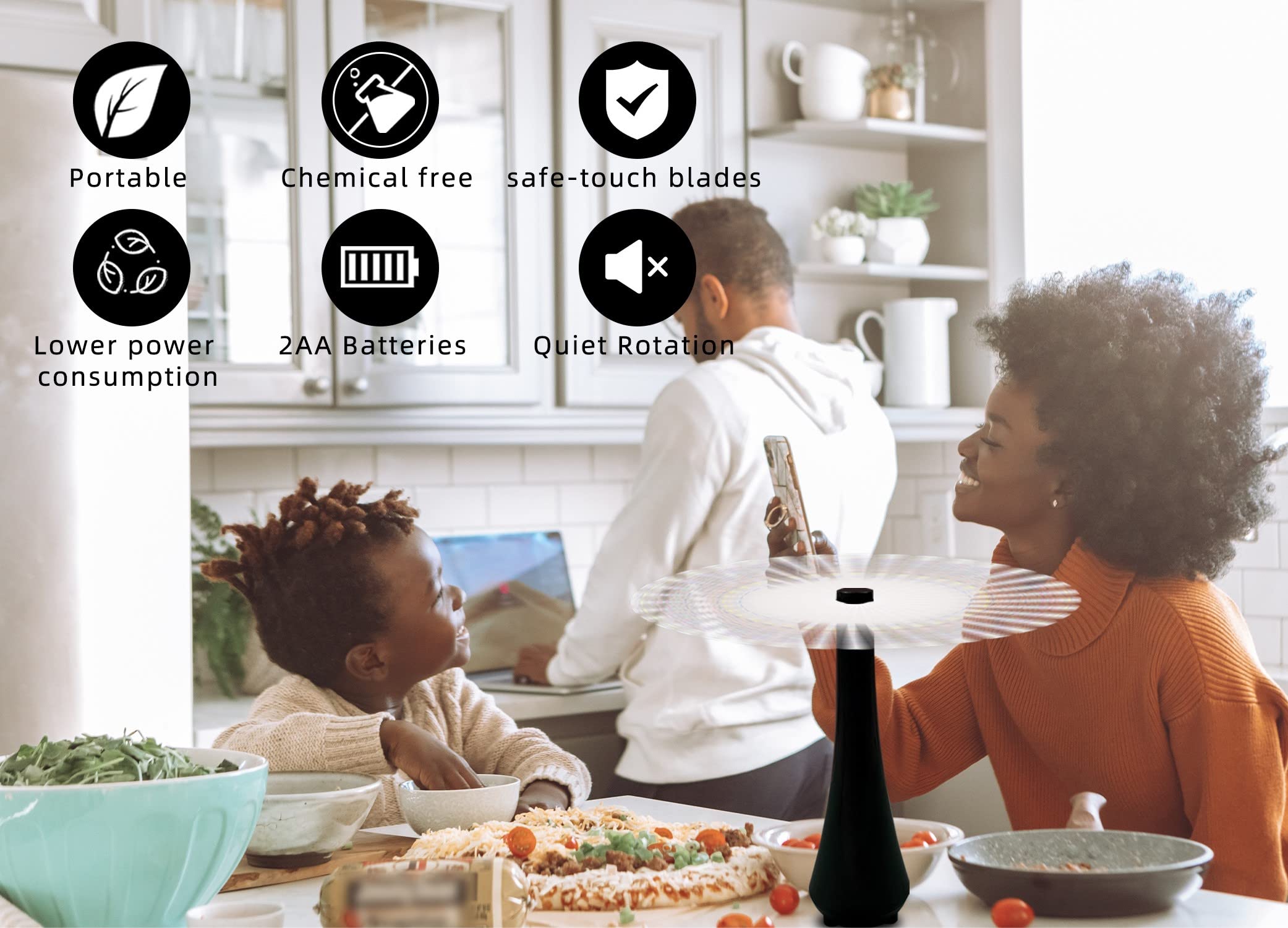 Battery Operated Food Spinning Fan - Electric Fly Swatter for Indoor & Outdoor Use, Perfect for Picnics, BBQs, Dining Tables & Events - Keep Food Fresh & Bug-Free During Meals