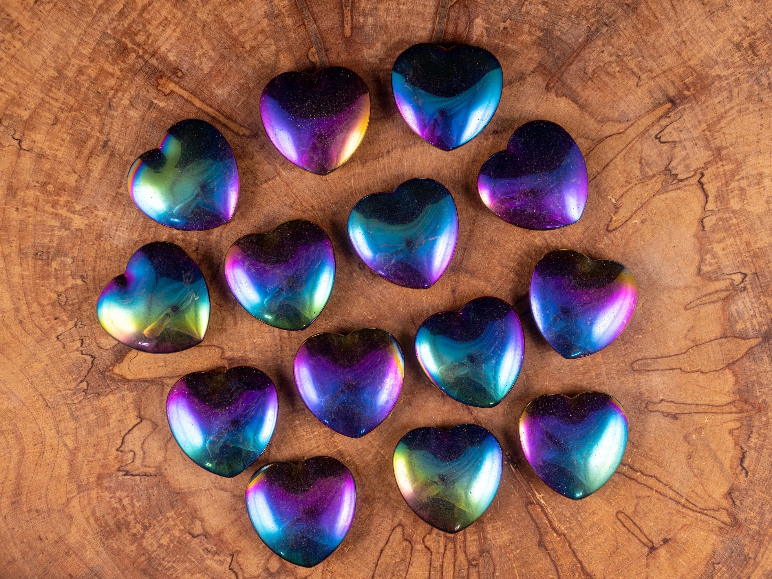 Rainbow Hematite Crystal Heart - Natural Healing Stone for Self Care, Meditation & Home Decor | Spiritual Gift, Chakra Balancing & Positive Energy | Perfect for Yoga, Reiki & Office Desk Decor