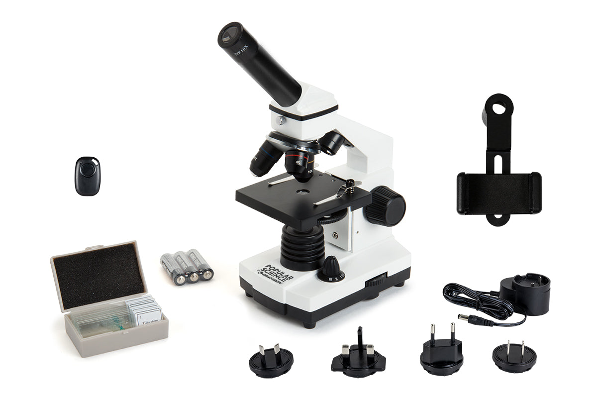 Celestron Labs CM400 Compound Microscope - 40X-400X Magnification, LED Illumination for Students & Professionals | Ideal for Biology, Lab Research & Classroom Learning