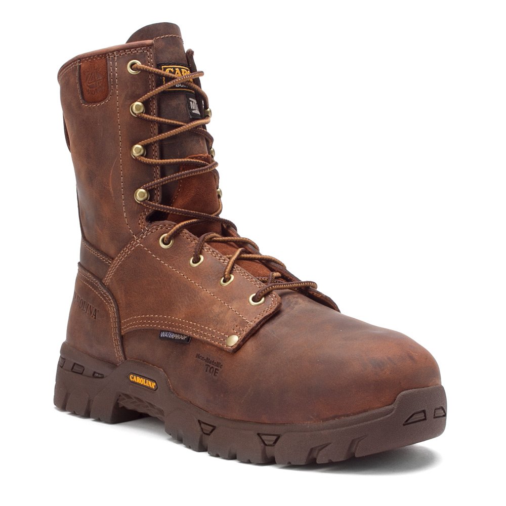 **Carolina Men's Composite Toe Waterproof Work Boots - Memory Foam Footbed, PU Midsole, Oil & Slip-Resistant Outsole, EH-Rated - Ideal for Construction, Warehouse & Outdoor Work**