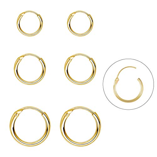 3 Pairs(8/10/12mm)-Gold