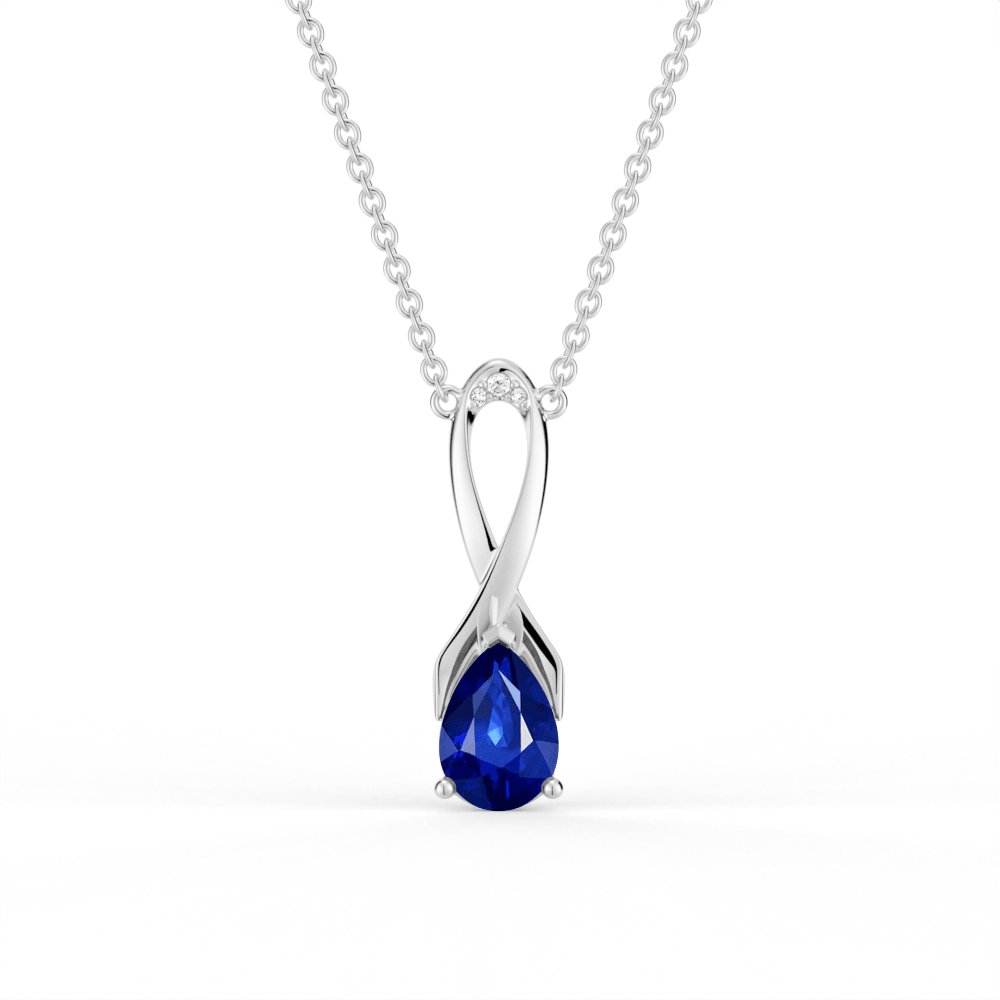 Elegant Blue & Pink Sapphire Necklace with Silk Ribbon - Perfect for Weddings, Anniversaries & Romantic Gifts