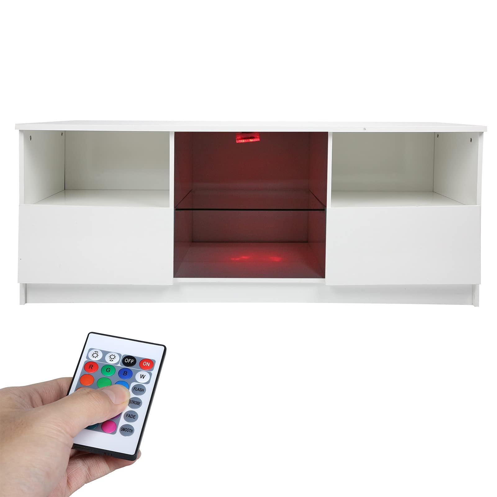 EBTOOLS TV Stand with LED 16-Color Lighting & Remote Control - Modern Entertainment Center for Living Room, Bedroom & Office - Perfect for Home Theater Setup & Media Storage