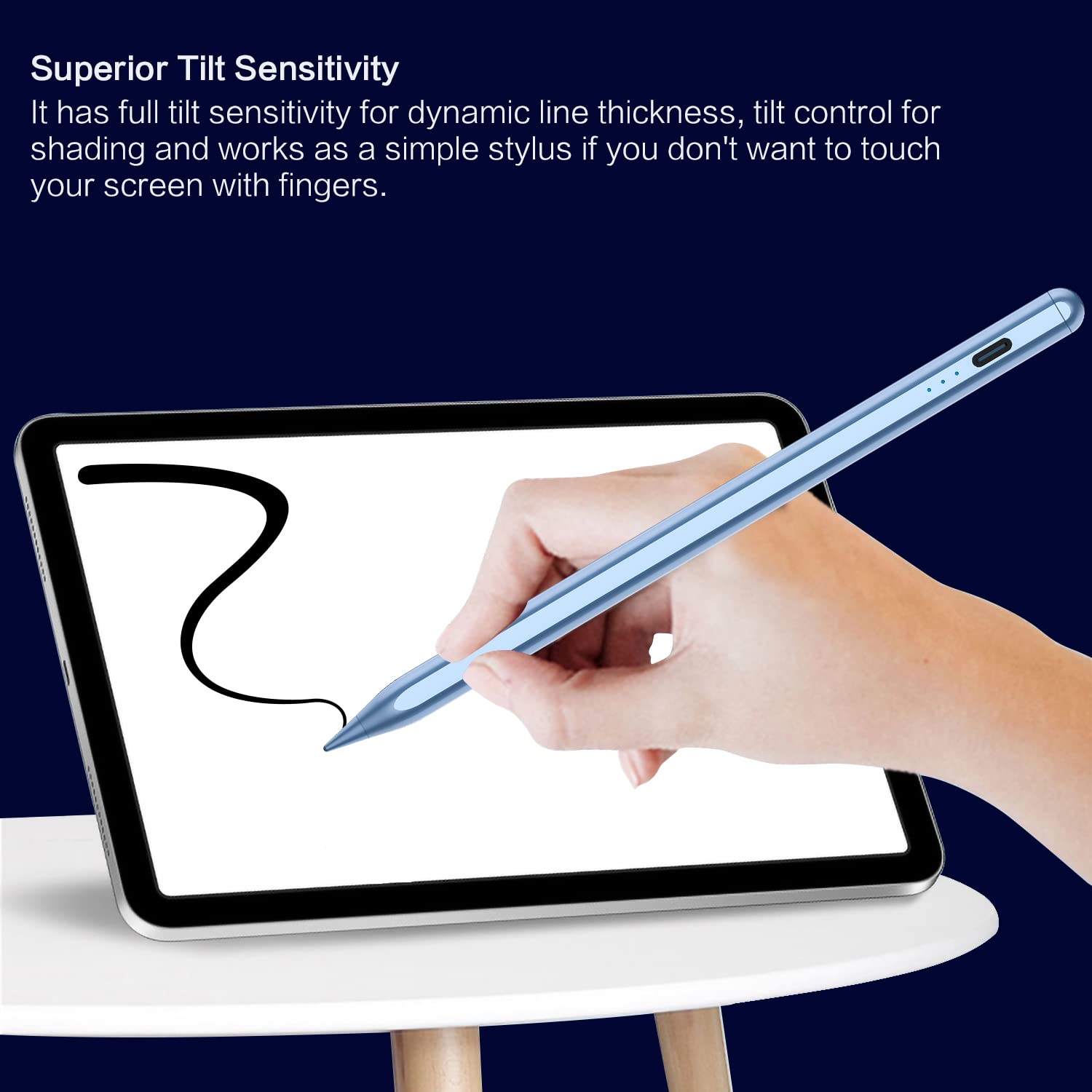 Apple Pencil Alternative for iPad 10/9/8/7/6th Gen & iPad Pro 12.9/11/13-inch M4 - Fast Charging Stylus Pen with 10-Minute Quick Charge - Compatible with iPad Air 3/4/5/M2 & iPad Mini 5/6 - Perfect for Drawing, Note-Taking & Digital Art (Blue)