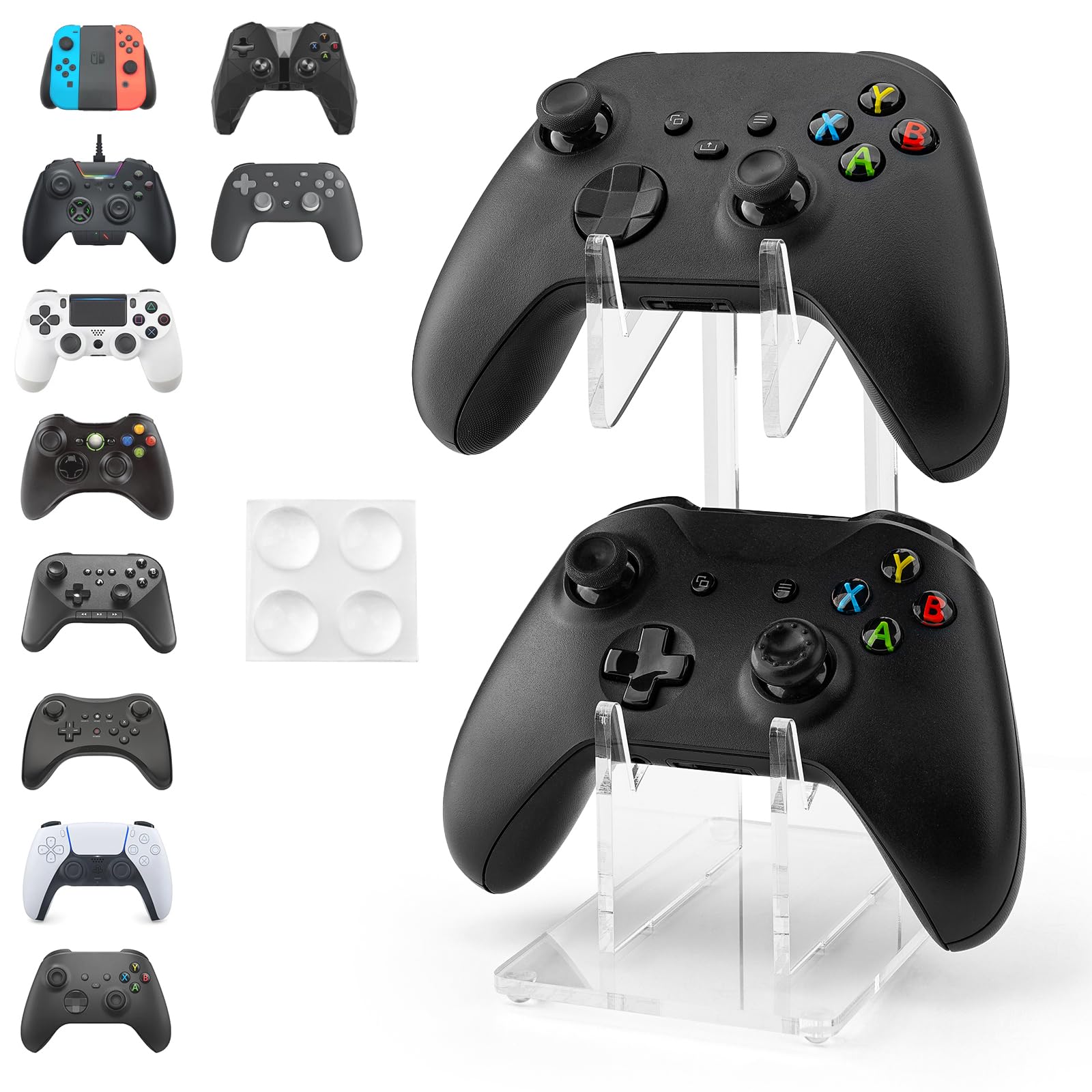 YIBEICO 2-Tier Universal Controller Stand for Xbox Series X/S, PS5, PS4, Switch, Nintendo, Steam Deck - Clear Gaming Controller Organizer for Desktop & Console Gaming Setup - Perfect for Gaming Room Organization & Display