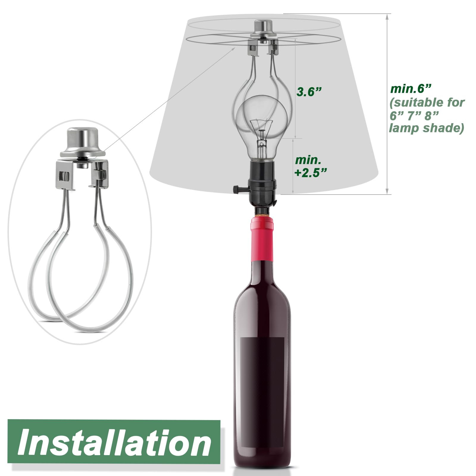 Nickel Lamp Shade Light Bulb Clip Adapter - 2PCS Set with Finial & Levellers for Secure Lampshade Fit | Perfect for Table Lamps, Floor Lamps & Home Decor