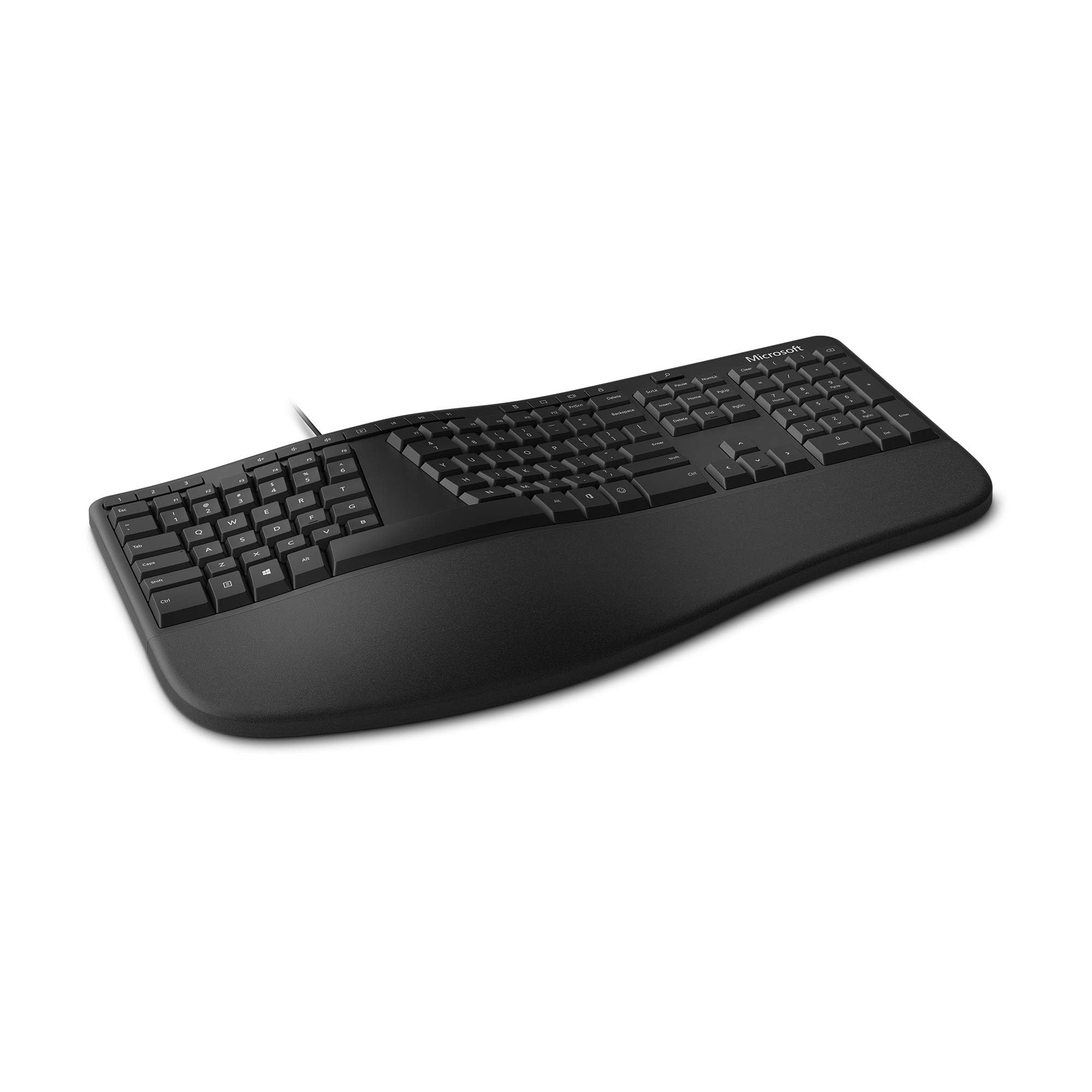 Microsoft LXM-00004 Ergonomic Wired Keyboard - Black | Comfort Typing for Office & Home Use, Reduce Wrist Strain for Long Work Sessions