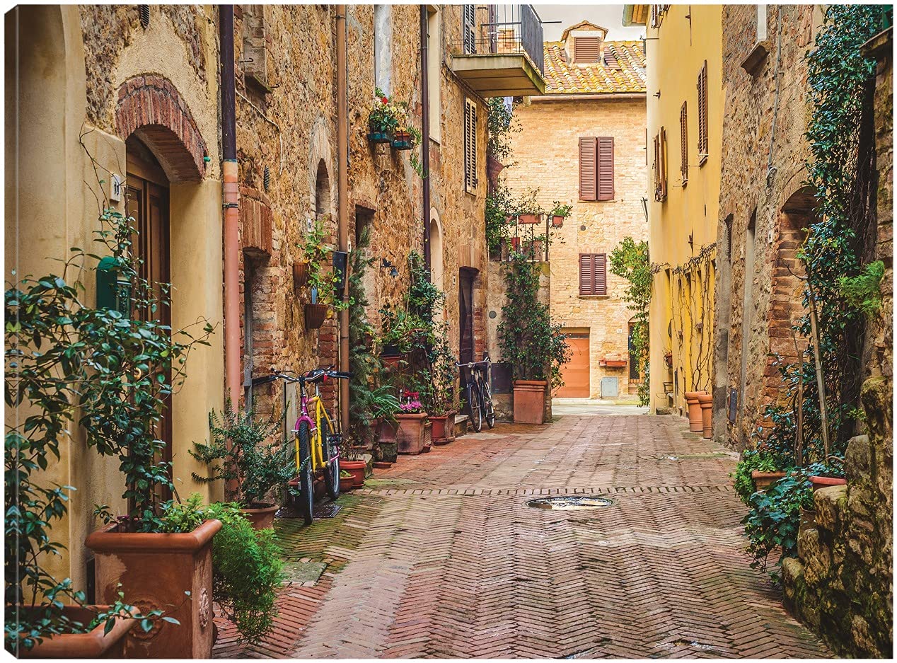 Tuscany Landscape Canvas Art Print - Romantic Italian Countryside Painting by DP Gallery - 32x24 Inches - Ready to Hang Wall Decor for Living Room, Bedroom, Office & More - Perfect for Home, Cafe and Hotel Decor