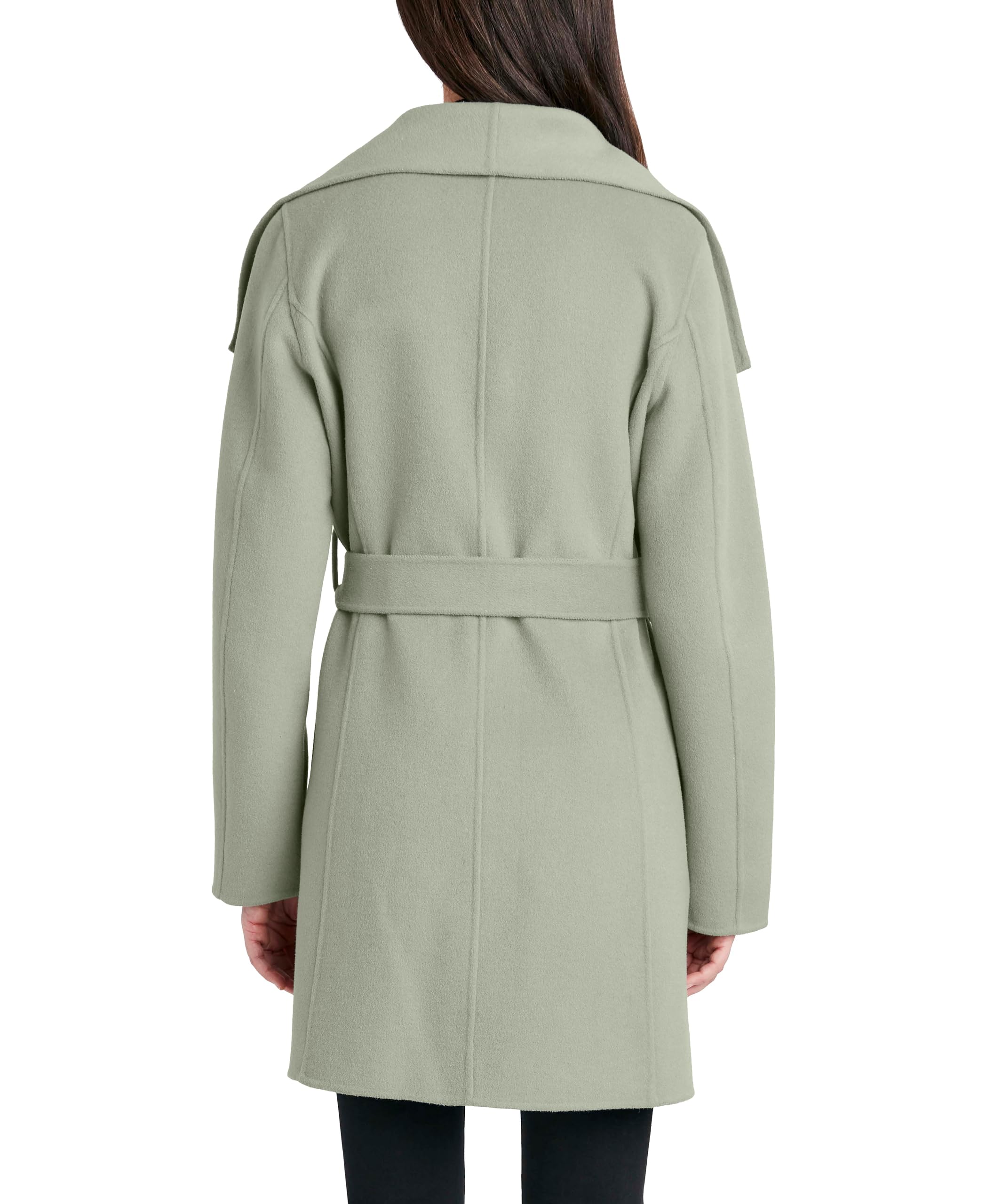 Tahari Women's Lightweight Wool Wrap Coat with Tie Belt - Elegant Winter Outerwear for Office, Dinner & Special Occasions