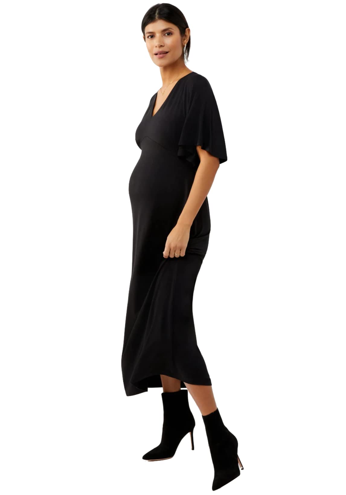 Black Maternity Caftan Dress for Pregnancy Comfort - Perfect for Casual Wear, Beach Cover-Up & Relaxing at Home