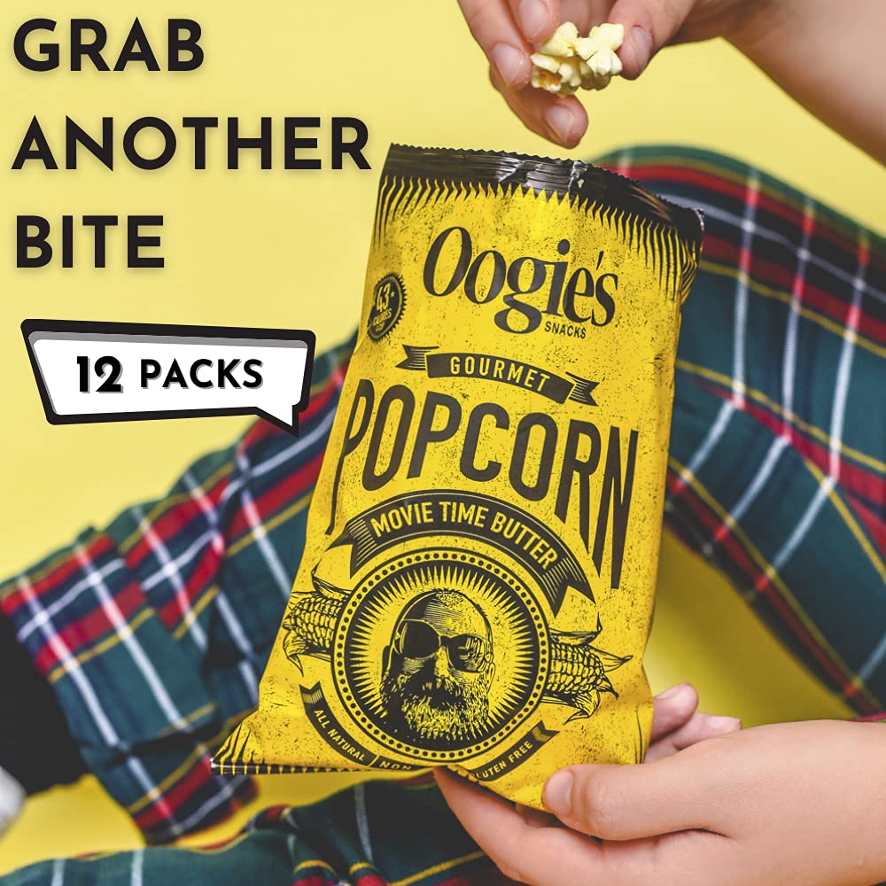 Oogie's Gourmet Popcorn - 12 Pack Movie Theater Style Butter Flavor | Gluten Free, Non-GMO Snack | 4.25oz Big Bags for Family Movie Nights, Office Snacks & Party Favors
