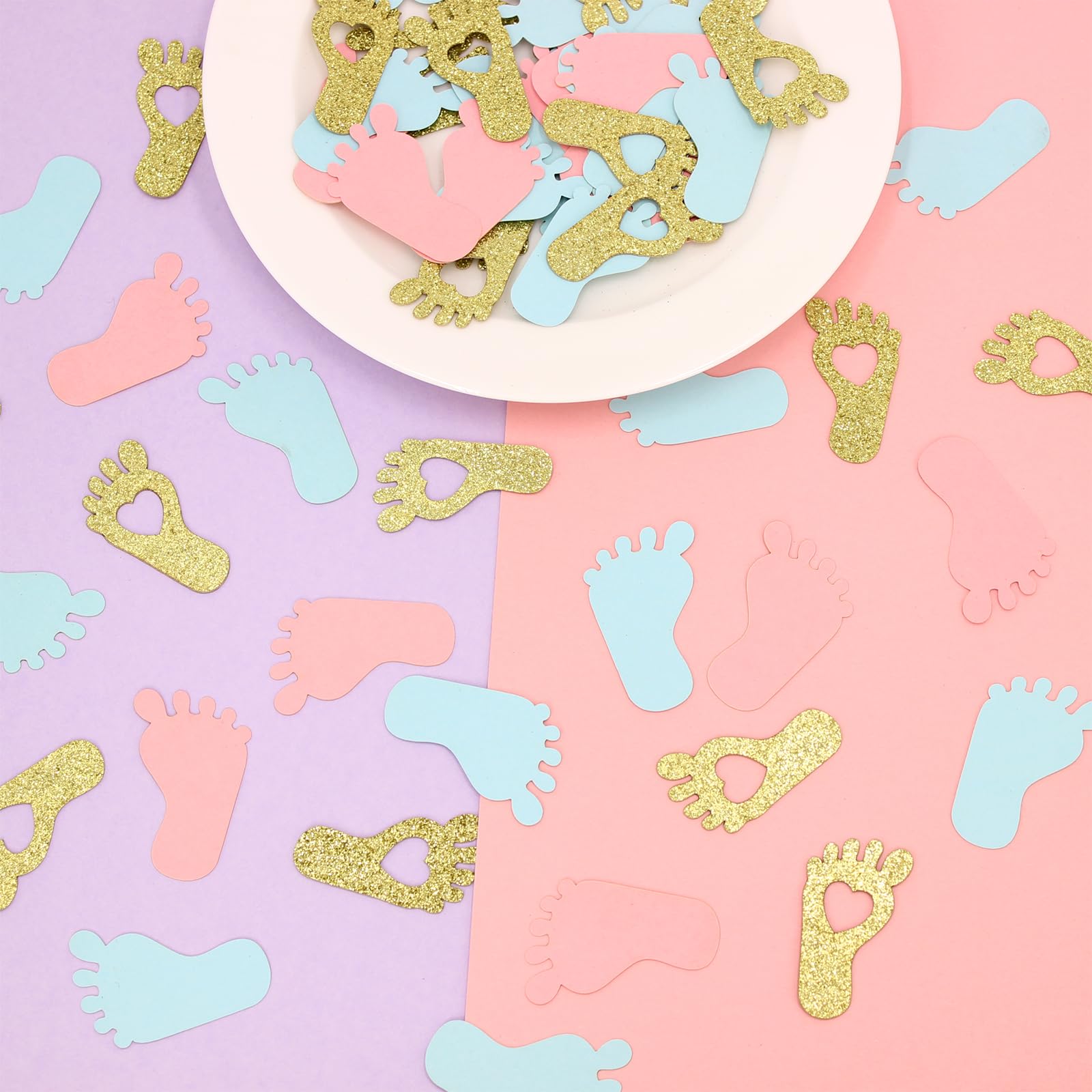 Footprint Baby Shower Confetti - 250ct Gender Reveal Party Decorations for Tables, Candy Boxes & DIY Supplies | Perfect for Baby Shower, Gender Reveal Parties & Nursery Decor
