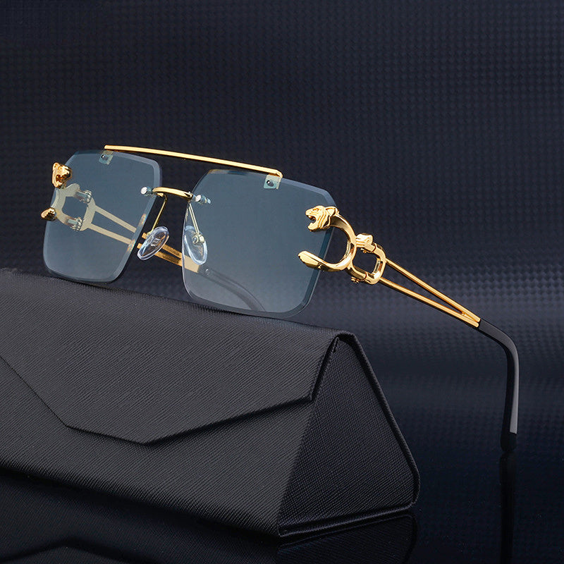 Vintage Steampunk Sunglasses for Men - Retro Rimless Punk Fashion Glasses with UV Protection (Perfect for Outdoor Activities, Music Festivals & Costume Parties)