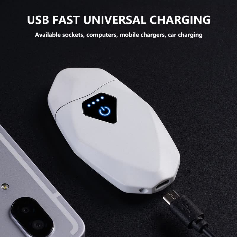 Premium USB Rechargeable Plasma Arc Lighter - Windproof Flameless Electric Lighter with Dual Arc Technology, Perfect Gift for Men & Women (White) - Ideal for Camping, Hiking, Outdoor Adventures & Everyday Use