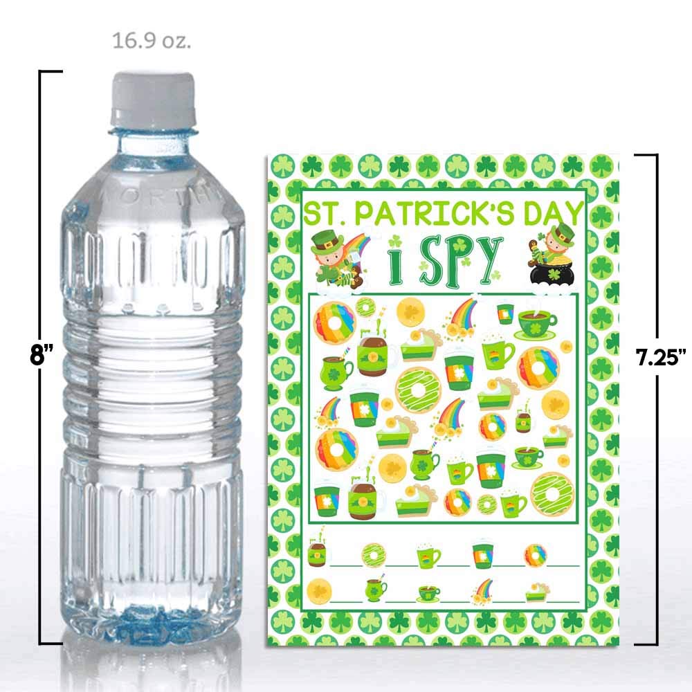 St. Patrick's Day I Spy Activity Cards - 10 Pack of 5x7 Inch Fill-in-the-Blank Holiday Game Cards for Kids | Fun Classroom & Party Games for St. Paddy's Day Celebrations