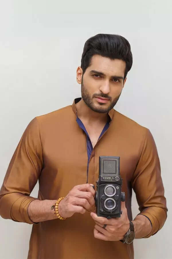 Stylish Blueish Purple and Brown Kurta with White Pyjama Set - Comfortable Ethnic Outfit for Festivals, Parties & Casual Wear