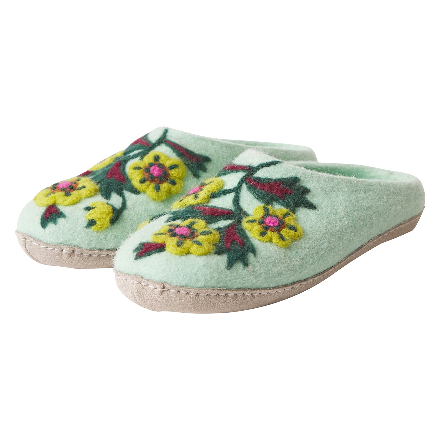 Marie Felt Slippers for Women - Soft & Comfortable Jade Green House Shoes - Perfect for Indoor Relaxation, Spa Days & Cozy Home Wear