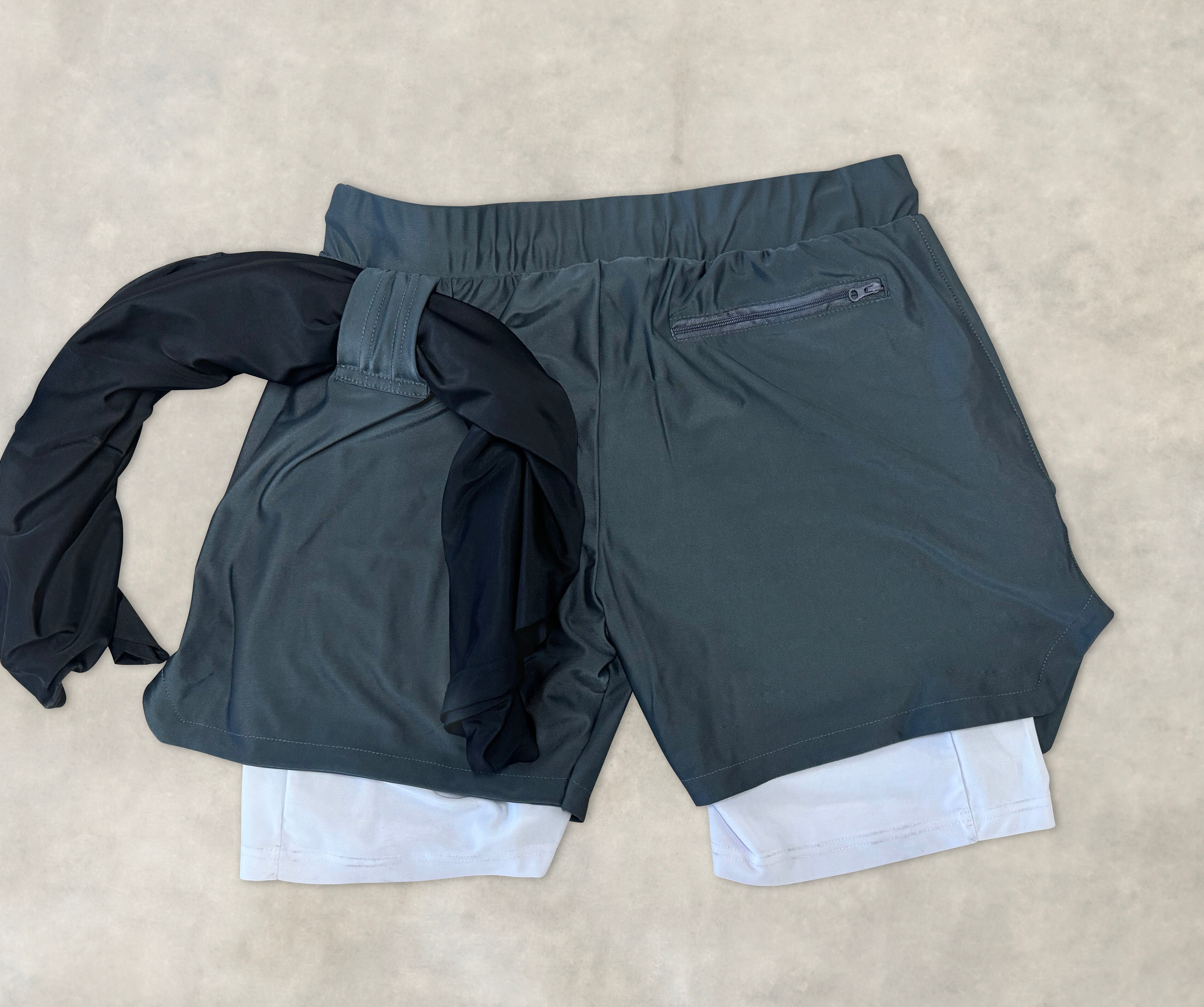Cerus Grey Janus 2-in-1 Running Shorts for Men - Moisture-Wicking Athletic Shorts with Built-in Liner - Perfect for Gym, Workout & Outdoor Activities