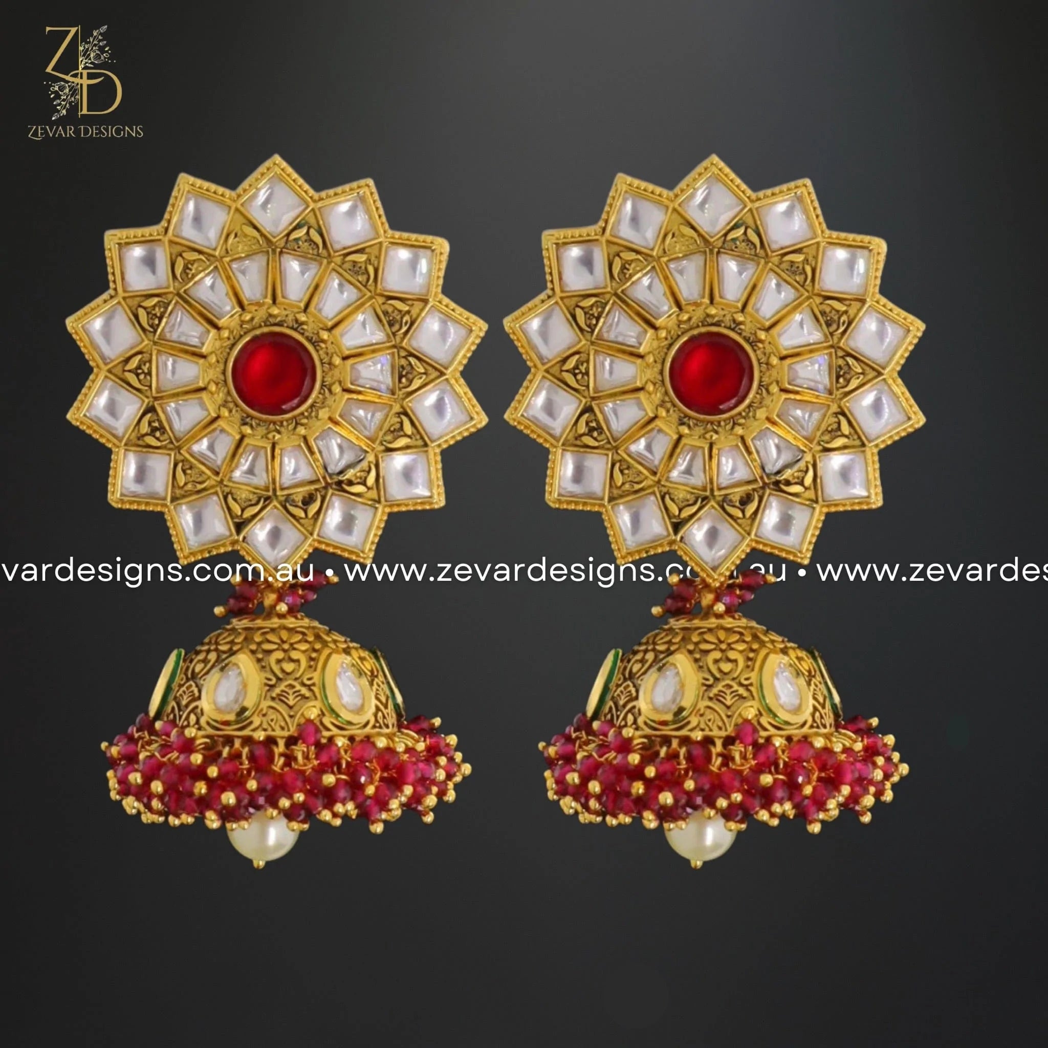 Antique Kundan Long Necklace Set with Ruby Red Stones | Traditional Indian Jewelry for Weddings & Festivals