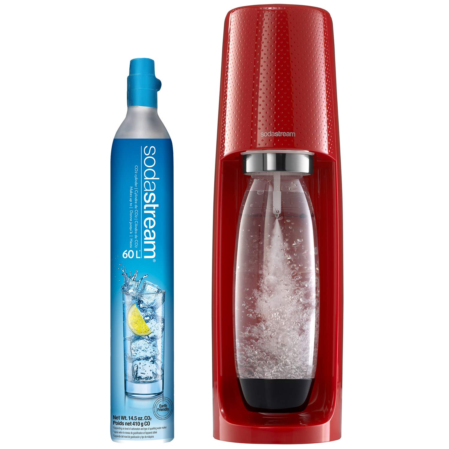 SodaStream Fizzi Sparkling Water Maker (Red) - BPA Free CO2 Carbonator with 1L Reusable Bottle - Make Homemade Soda, Sparkling Water & Flavored Drinks - Perfect for Kitchen, Office & Home Bar
