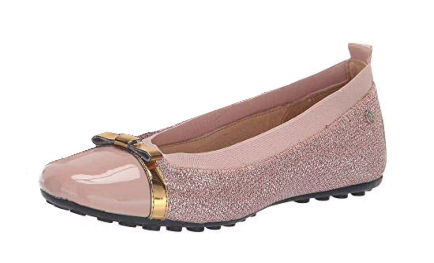 Naturino Girls Gold Bow Slip-On Ballet Flats - Elastic Band Comfort Shoes for Toddlers & Kids (Cipria Rose) | Perfect for School, Parties & Everyday Wear