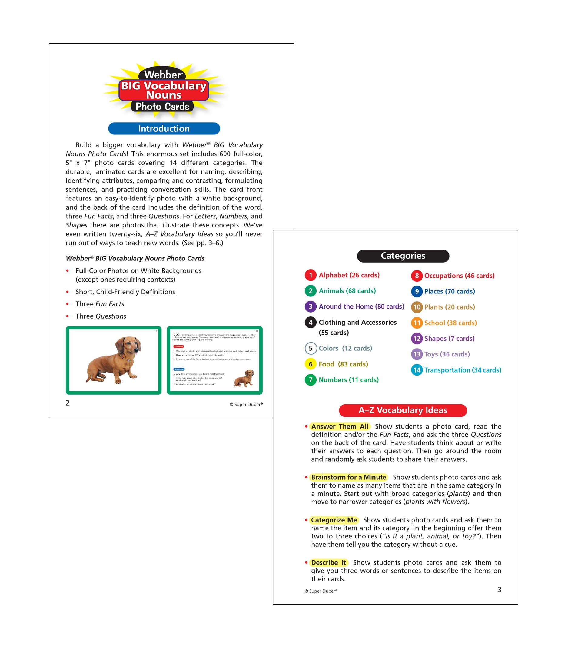 Webber® Big Vocabulary Nouns Photo Flash Cards | Educational Learning Resource for Kids | Enhance Language Skills for Preschool & Elementary Students | Perfect for Homeschooling & Classroom Activities