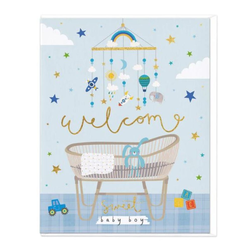 Whistlefish Sweet Baby Boy New Baby Card - Perfect for Baby Showers, Birth Announcements & Newborn Gifts