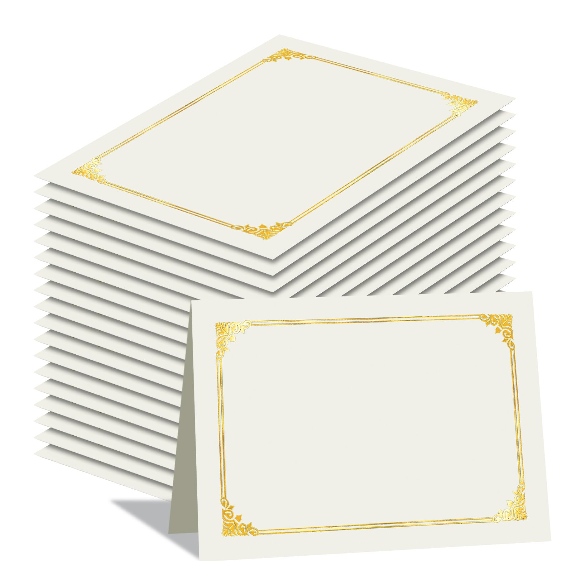 HAUTOCO 50 Pack White Certificate Holders with Gold Foil Border - Letter Size 8.5x11 Diploma Covers for Awards, Documents & Graduation Certificates - Perfect for School, Office & Professional Events