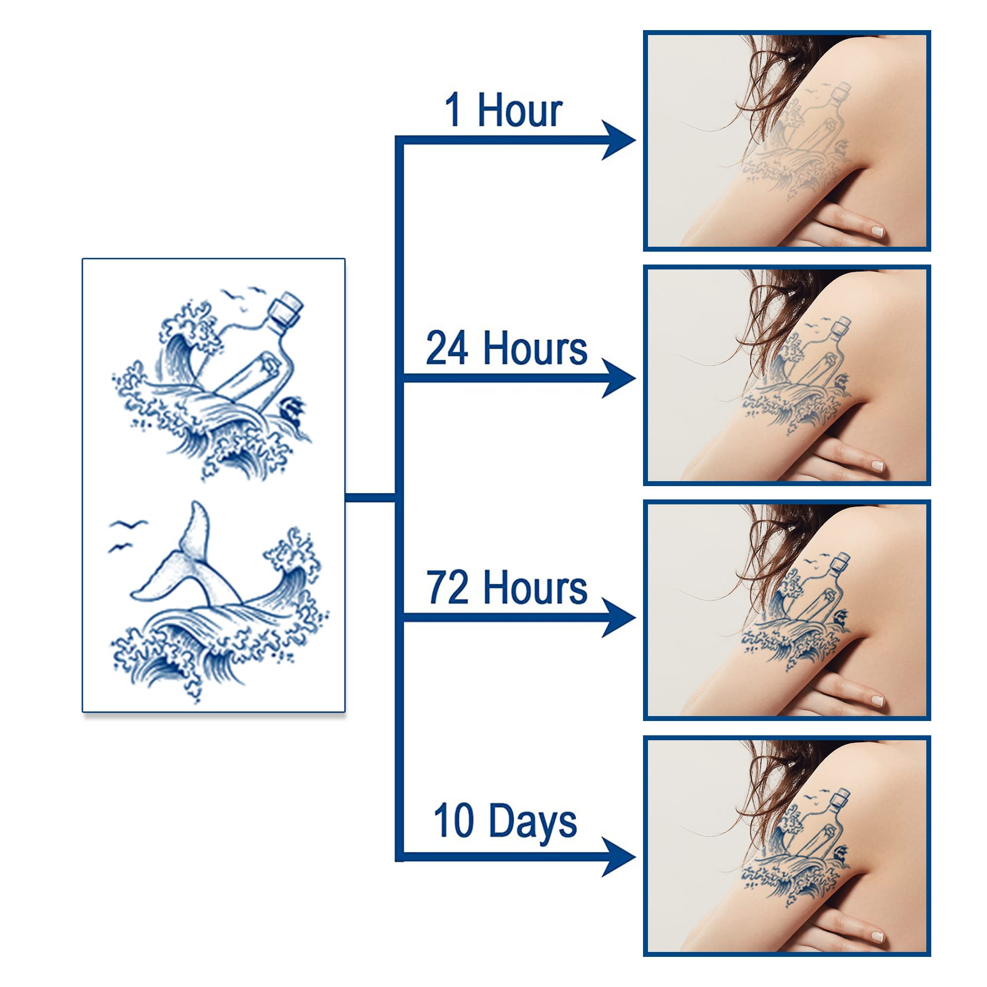 Realistic Semi-Permanent Temporary Tattoos for Men, Women, Teens & Kids - Waterproof Fake Tattoo Stickers Lasting 2 Weeks (Design 05) | Perfect for Parties, Halloween Costumes & Summer Beach Looks