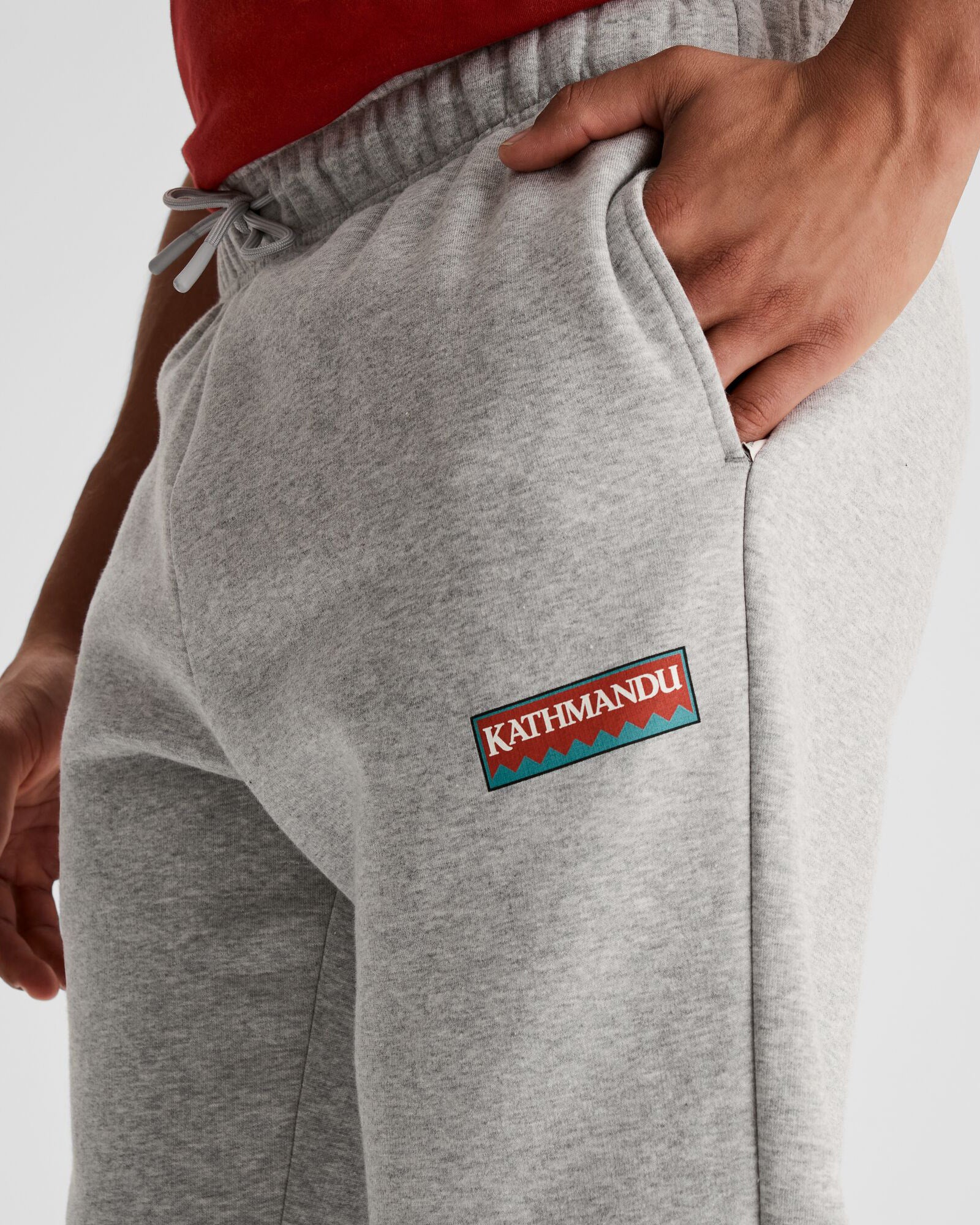 Men's Kathmandu Heritage Logo Slouchy Jogger Pants - Light Grey Marle Comfortable Lounge & Casual Wear for Travel & Home Relaxation