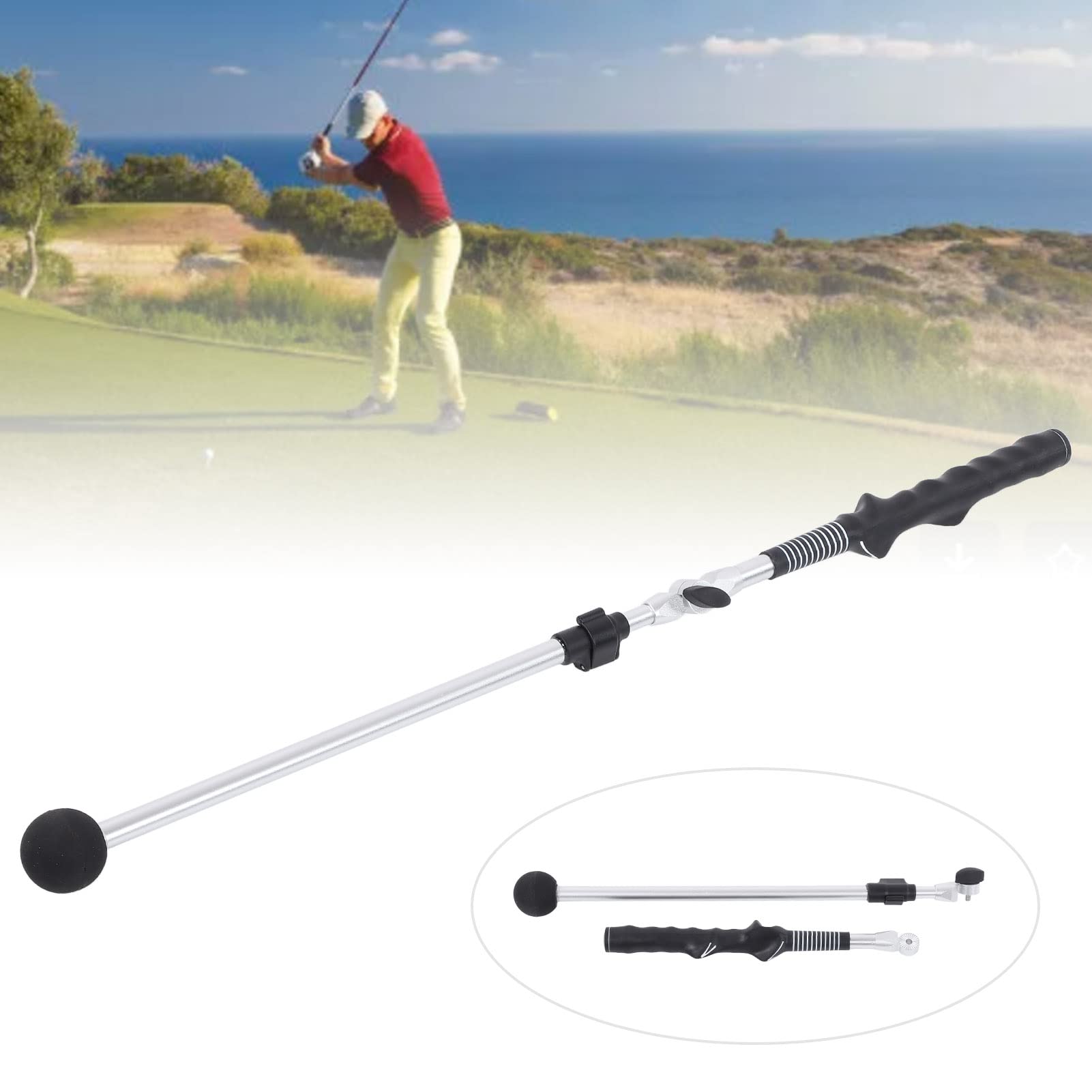 Premium Golf Swing Trainer for Tempo & Flexibility - Adjustable Warm-Up Stick for Indoor & Outdoor Practice | Perfect for Driving Range, Backyard & Golf Course Training (Black)