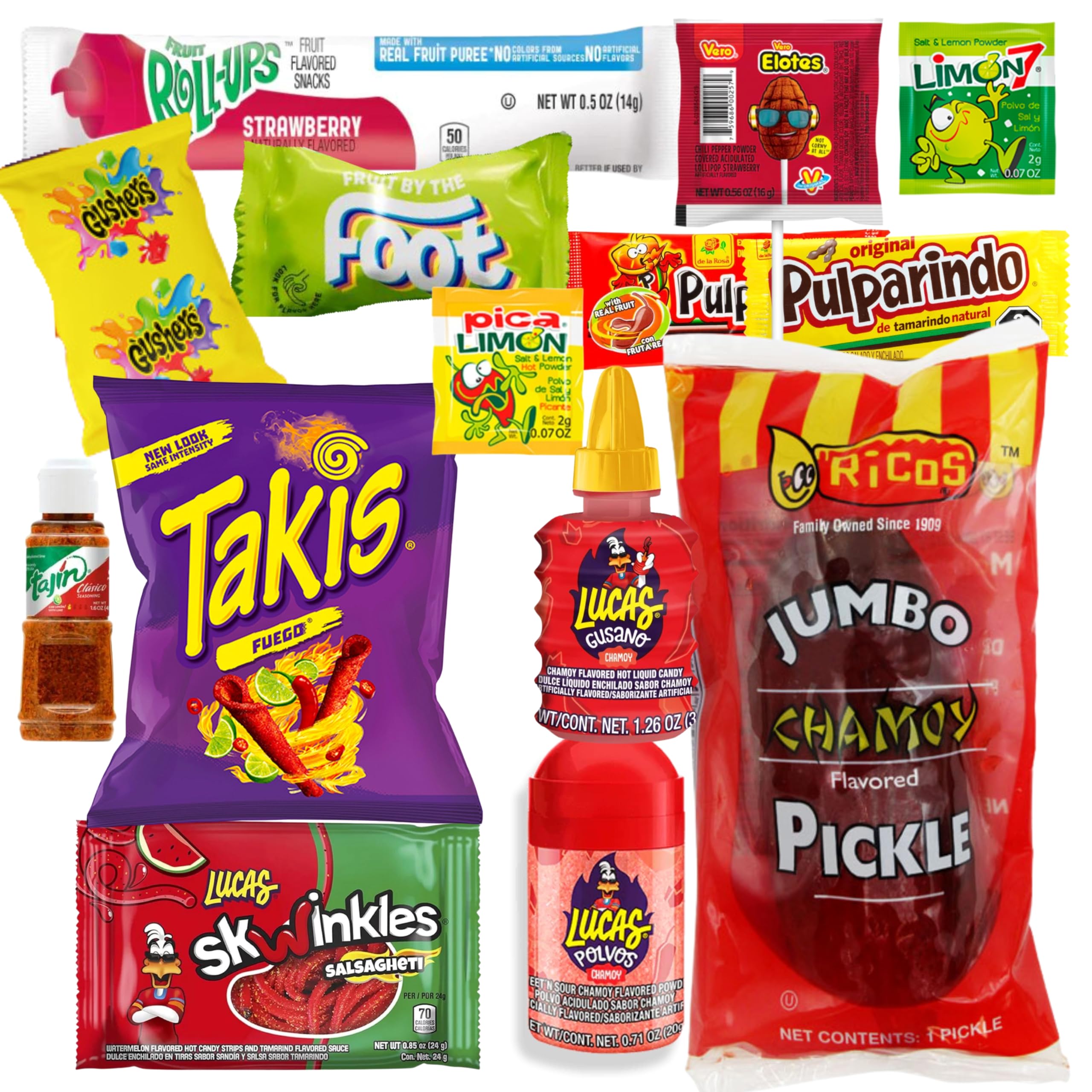 Ma Lit Candy TikTok Viral Chamoy Pickle Kit - Includes Ricos Pickle, Fruit Roll-Up, Lucas Gusano & Salsagheti Mexican Candy (Perfect for Parties, Snacking & Social Media Trends)