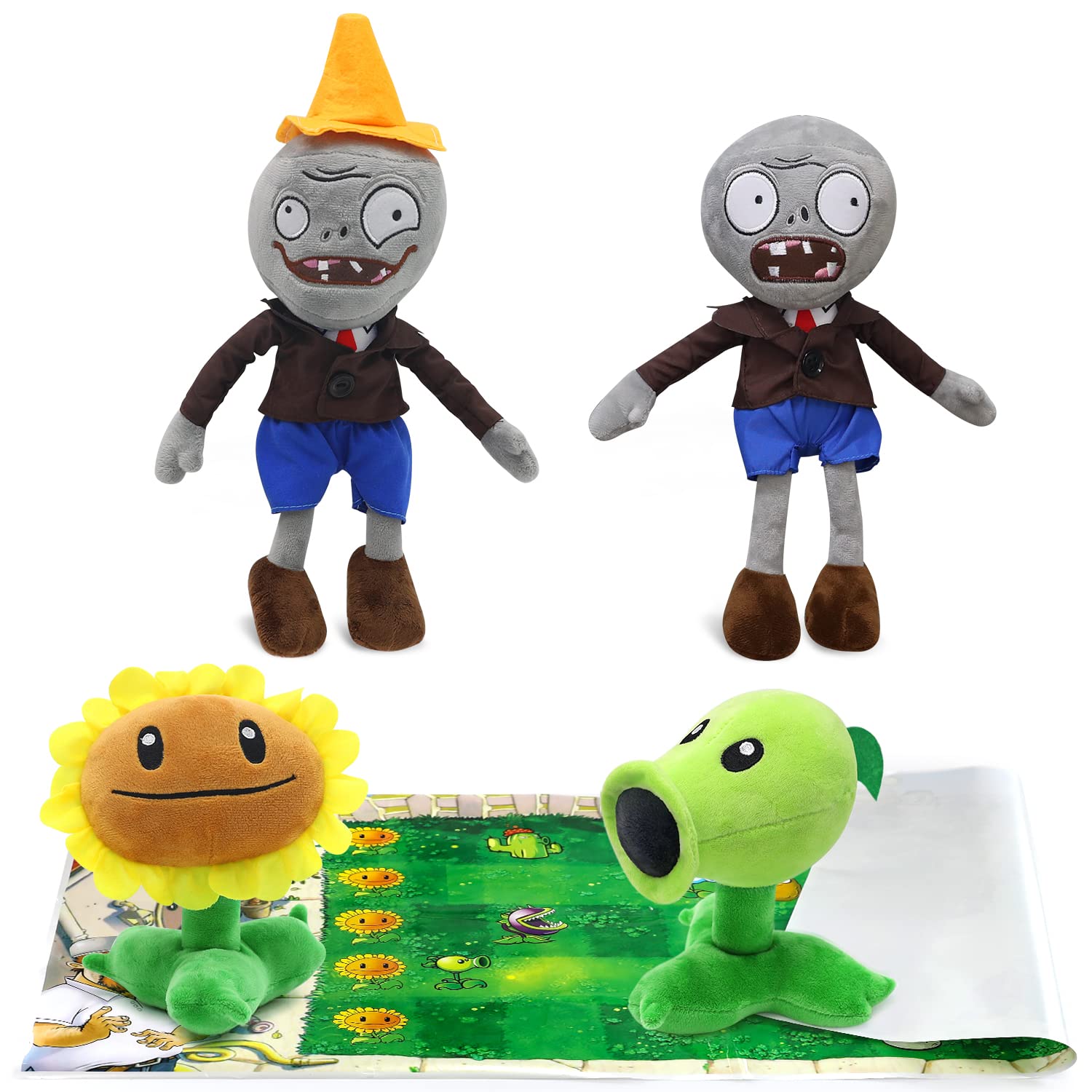 Maikerry 5pcs Plants vs Zombies Plush Toys Set - Soft Stuffed Animal Figures, Cute PVZ Character Dolls - Perfect Birthday Gifts for Kids, Boys & Girls - Great for Bedroom Decor, Party Favors & Game Collectibles