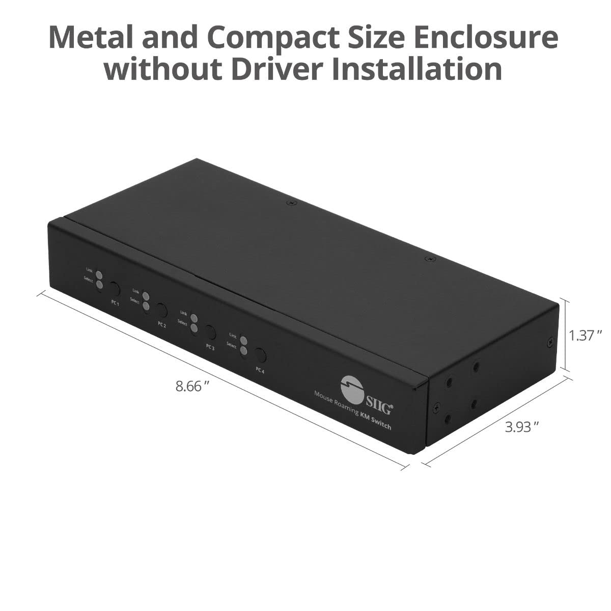 SIIG JU-SW4311-S1 4-Port USB 2.0 KVM Switch - Keyboard & Mouse Sharing Hub for Windows, Mac, Linux - Hotkey & Button Switching - TAA Compliant - Perfect for Office, Home & Multi-Computer Setup