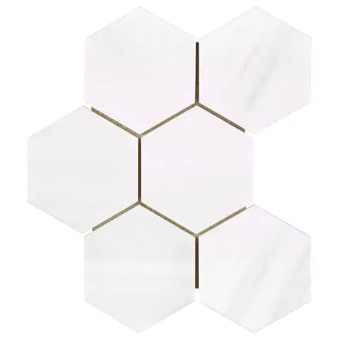 Bianco Dolomite 4-Inch Hexagonal Mosaic Tile - Natural Stone Backsplash for Kitchen & Bathroom Wall Decor