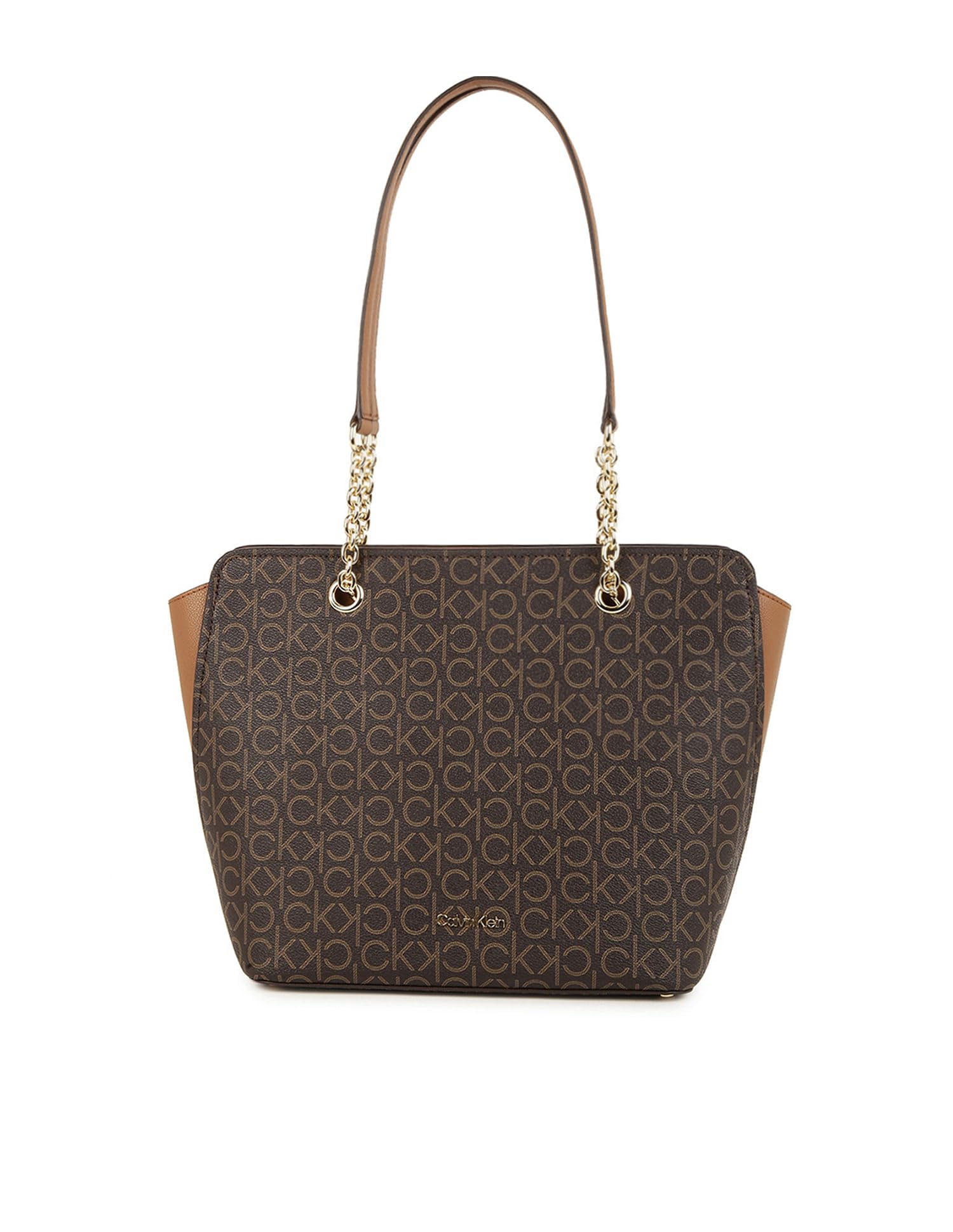 Calvin Klein Hailey Signature Top Zip Chain Tote Bag for Women - Stylish Leather Shoulder Handbag for Work, Travel & Everyday Use