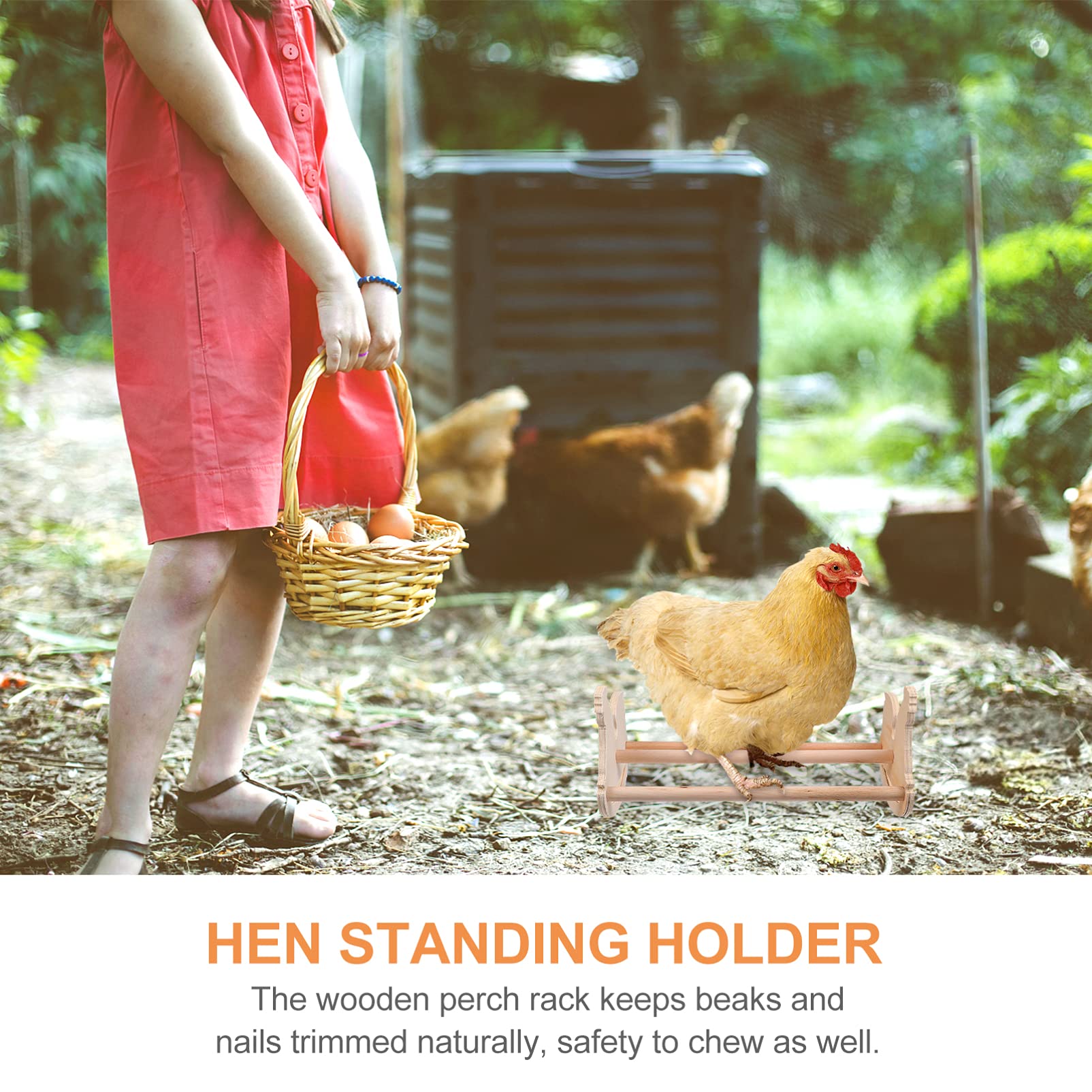 Balacoo Wooden Chicken Swing Stand Toy - Natural Bird Perch for Pigeons, Hens & Pet Birds - Durable Chew Toy for Chicken Coop & Aviary - Perfect for Play, Exercise & Stress Relief in Poultry & Bird Cages